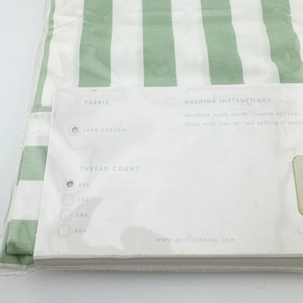 NEW Vintage Portico Boudoir 12 x 16 in Pillowcase Green White Stripe 100% Cotton